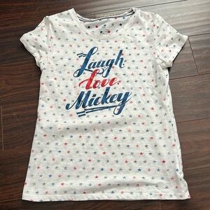 Disney Parks Mickey Mouse‎ patriotic red white blue Laugh Love Mickey tee small